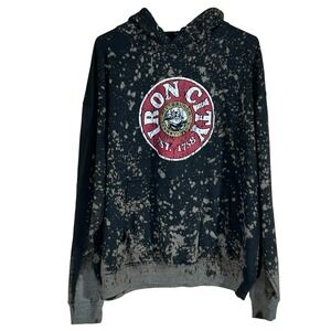 Iron City Beer Hoodie Men's Size 2XL  Spell Out, Pittsburgh, Reverse Dyed Black